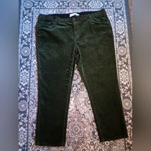 Sonoma Womens 24W Corduroy Pants Olive Green Straight High Rise Cotton Stretch